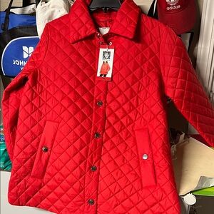 Anne Klein Red Quilted Pea Coat